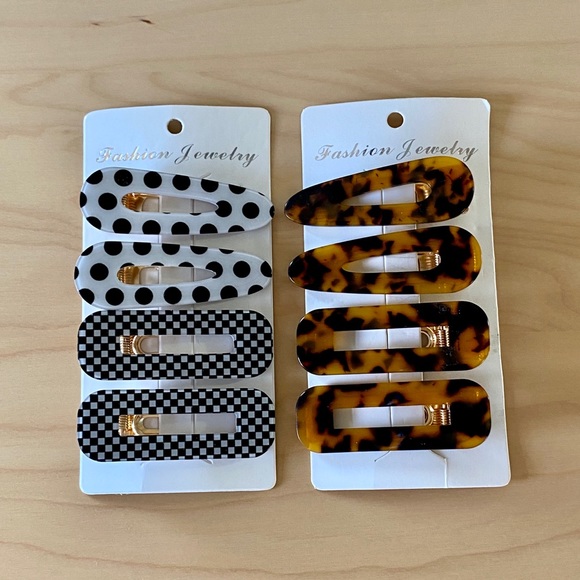 Hair Clips Leopard/ Tortoise, Polka Dot, Checkered - Picture 1 of 3
